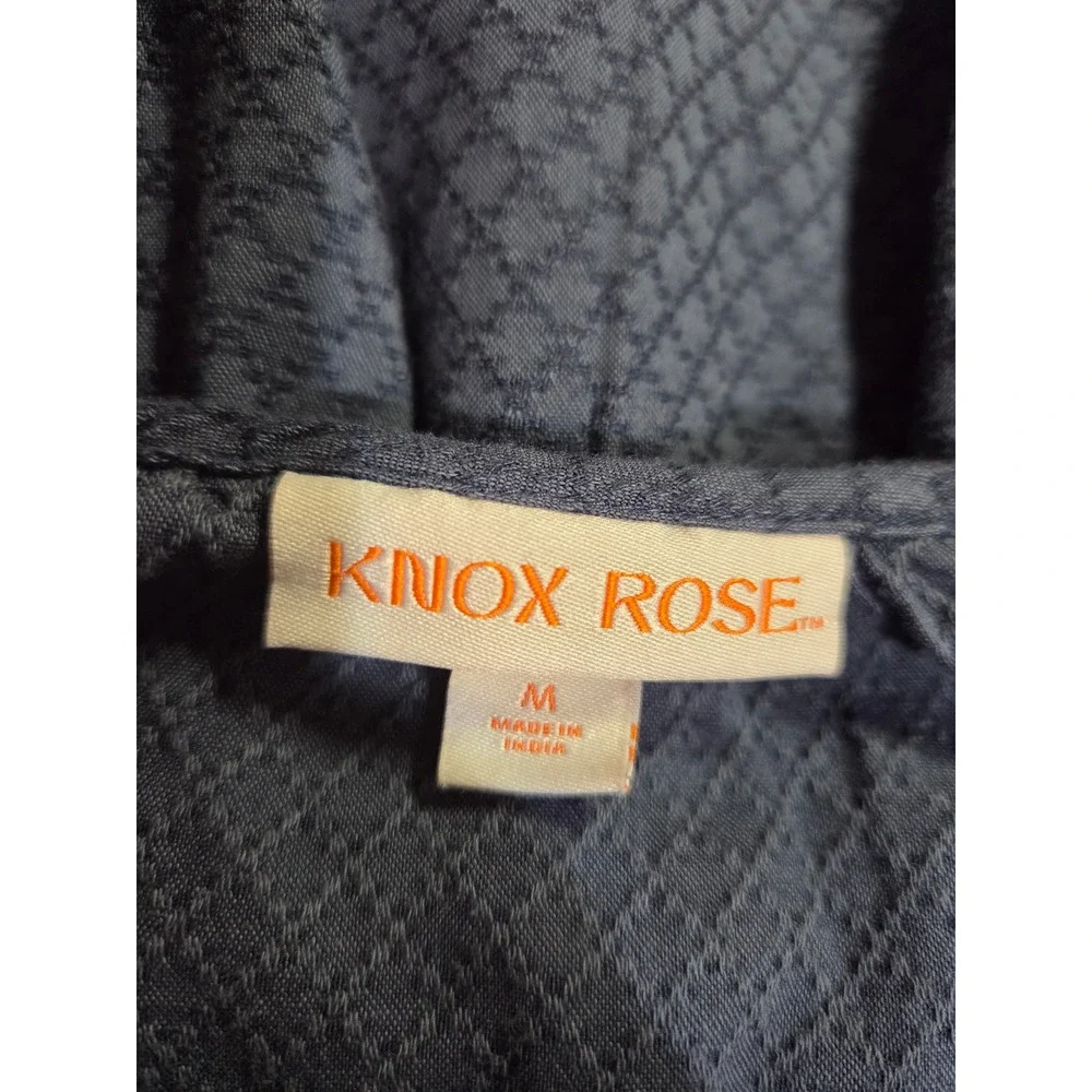 Knox Rose Women's Blue Embroidered Tassel Tie Long Sleeve Dress M Pockets - Picture 6 of 8